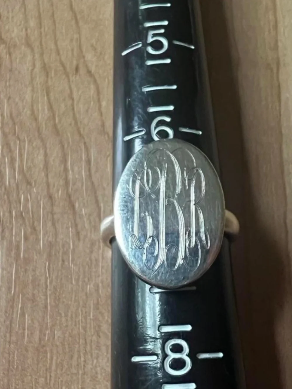 VINTAGE STERLING SILVER MONOGRAMMED SIGNET RING 6.5-7
